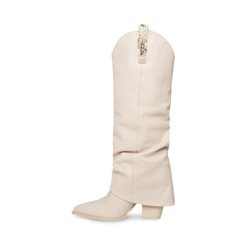 White Steve Madden Lassy Leather Women's Knee-high Boots | PH 8459SUB